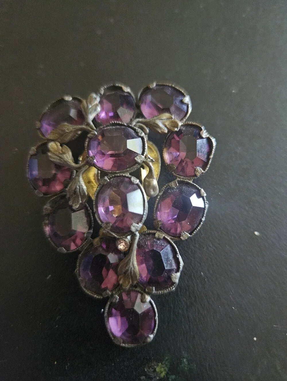 Purple Crystal Cluster Brooch - Unbranded